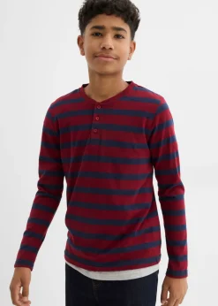 Niños bonprix bonprix Camiseta de algodón orgánico puro con cuello henley (2 unidades)