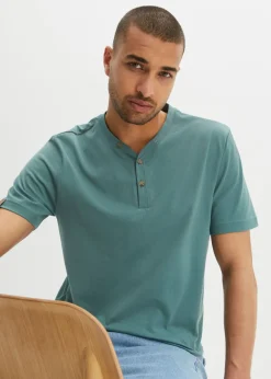 Hombre bonprix bonprix Camiseta de algodón orgánico puro con cuello henley (2 unidades)