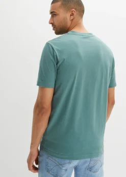 Hombre bonprix bonprix Camiseta de algodón orgánico puro con cuello henley (2 unidades)