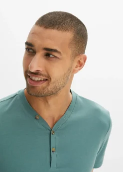 Hombre bonprix bonprix Camiseta de algodón orgánico puro con cuello henley (2 unidades)