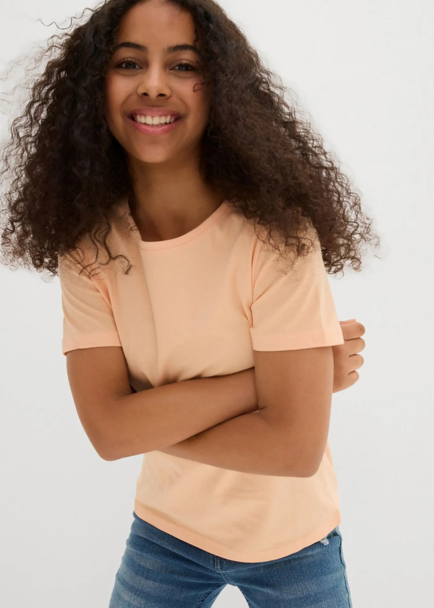 bonprix bonprix Ropa 9 A 16 Años·Camisetas Y Camisas|Ropa 9 A 16 Años·Packs De Ropa>Camiseta de algodón orgánico puro (3 unidades) azul marino+melocotón+blanco