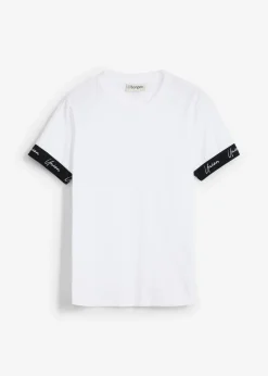bonprix bonprix Ropa Deportiva|Camisetas Y Polos>Camiseta de algodón orgánico puro con corte entallado Blanco