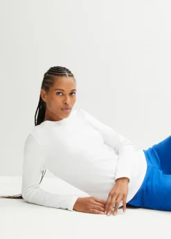 bonprix bonprix Básicos|Camisetas>Camiseta de algodón orgánico puro con manga larga Blanco