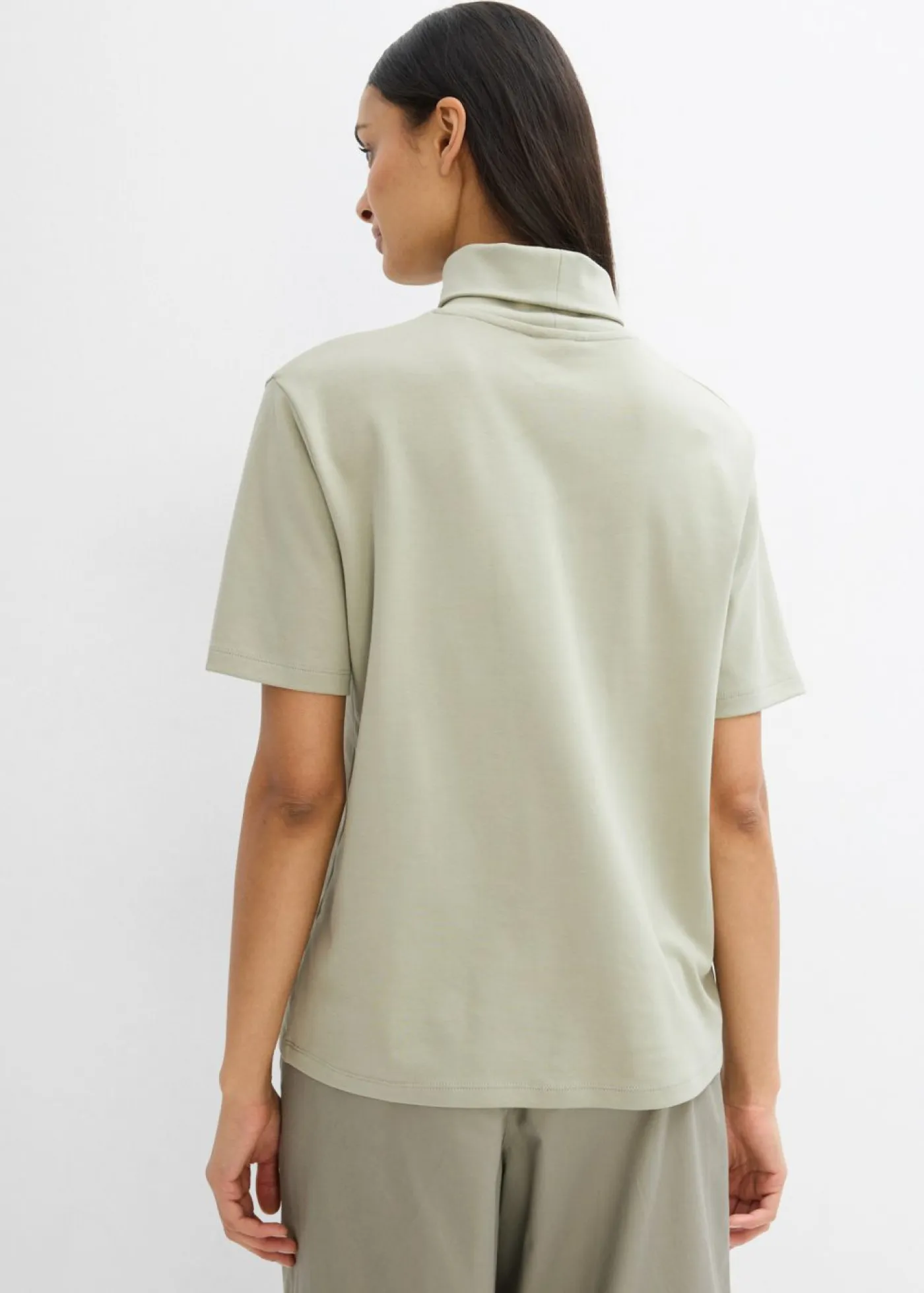 Mujer bonprix bonprix Camiseta de algodón orgánico puro con cuello alto