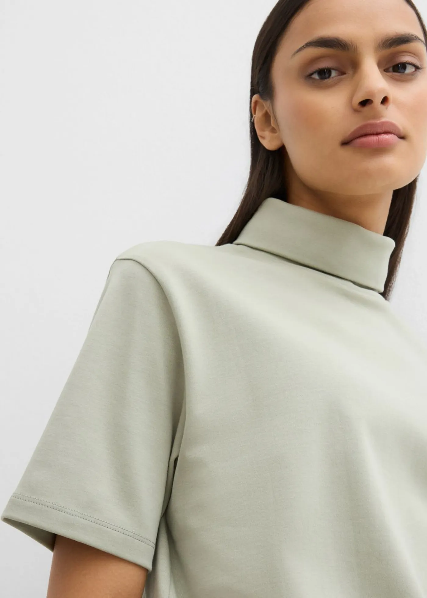 Mujer bonprix bonprix Camiseta de algodón orgánico puro con cuello alto