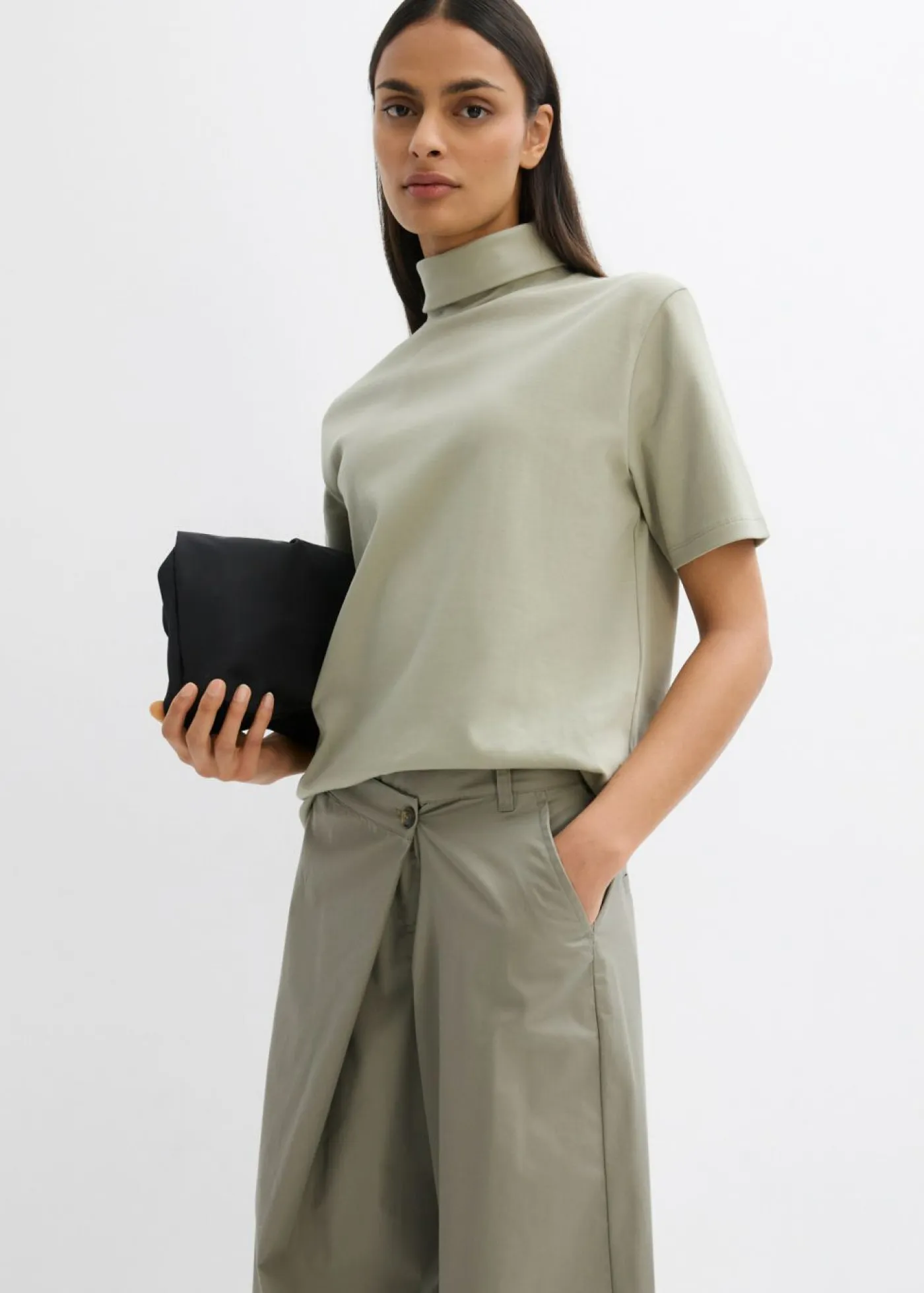 Mujer bonprix bonprix Camiseta de algodón orgánico puro con cuello alto