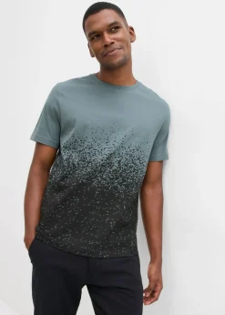 bonprix bonprix Camisetas Y Polos>Camiseta de algodón orgánico Verde eucalipto-negro