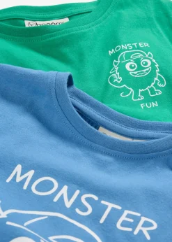 bonprix bonprix Ropa 2 A 9 Años·Multipack|Ropa 2 A 9 Años·Camisetas>Camiseta de algodón orgánico puro (2 unidades) azul cristal+verde jade