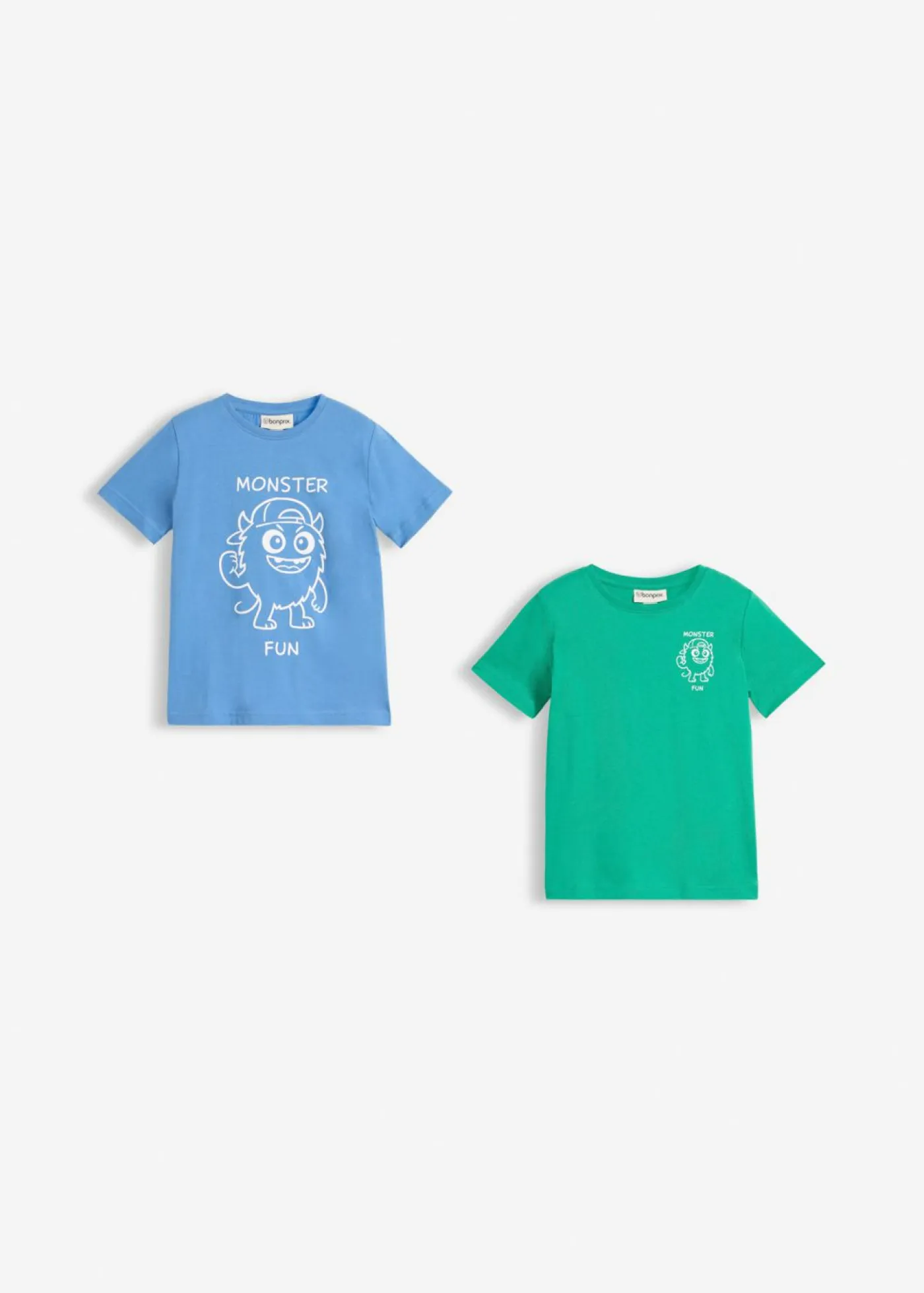 bonprix bonprix Ropa 2 A 9 Años·Multipack|Ropa 2 A 9 Años·Camisetas>Camiseta de algodón orgánico puro (2 unidades) azul cristal+verde jade