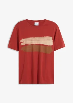 bonprix bonprix Camisetas Y Polos>Camiseta de algodón orgánico puro naranja óxido/turrón/beige