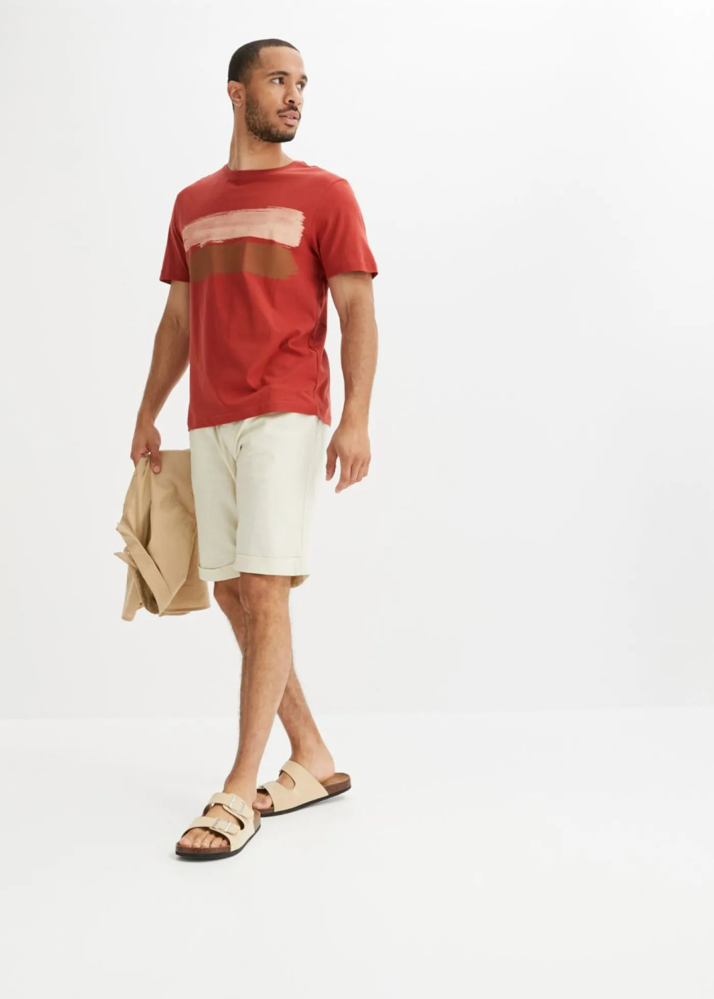 bonprix bonprix Camisetas Y Polos>Camiseta de algodón orgánico puro naranja óxido/turrón/beige