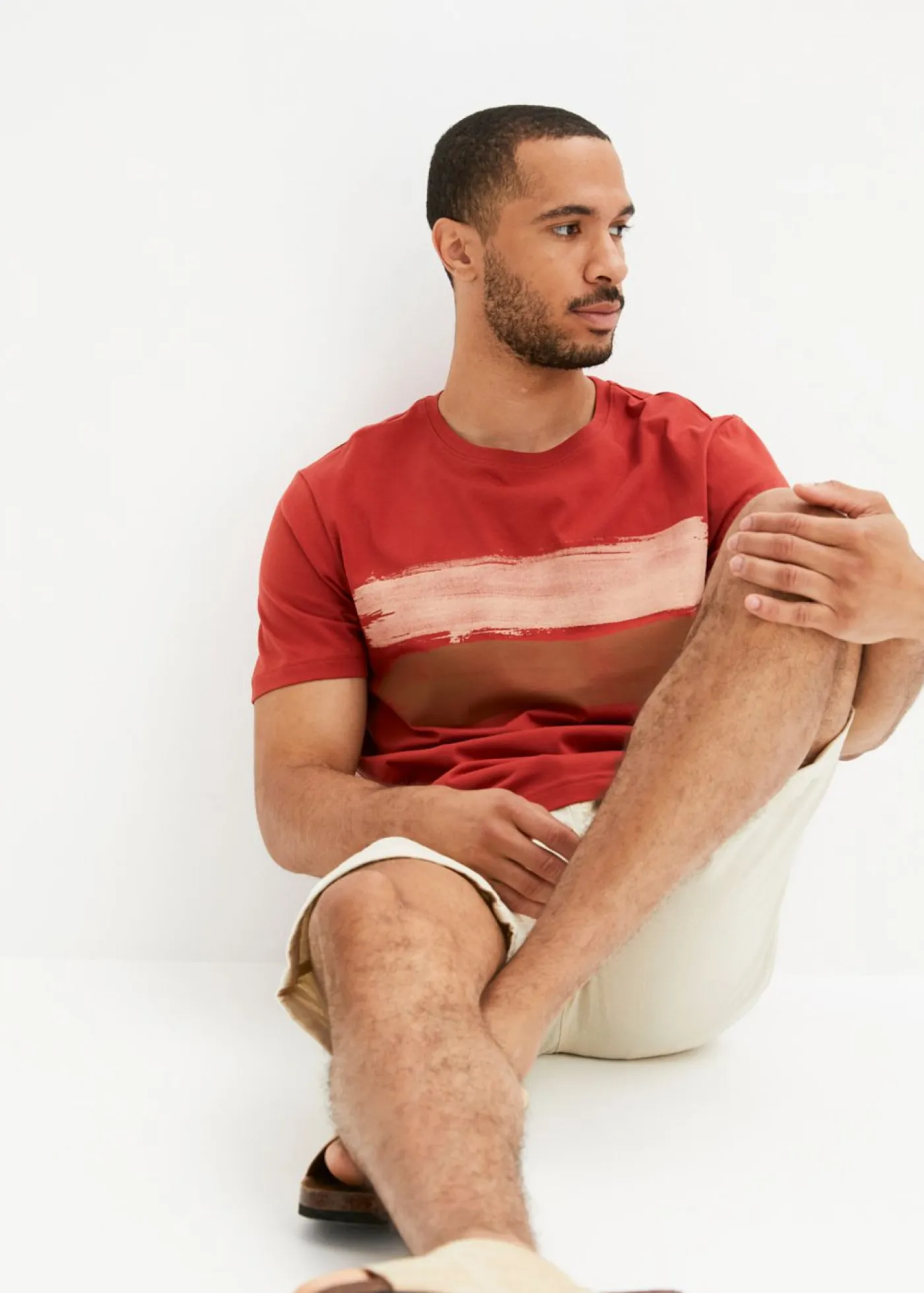 bonprix bonprix Camisetas Y Polos>Camiseta de algodón orgánico puro naranja óxido/turrón/beige