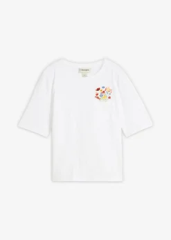 Mujer bonprix bonprix Camiseta de algodón orgánico puro con bordado