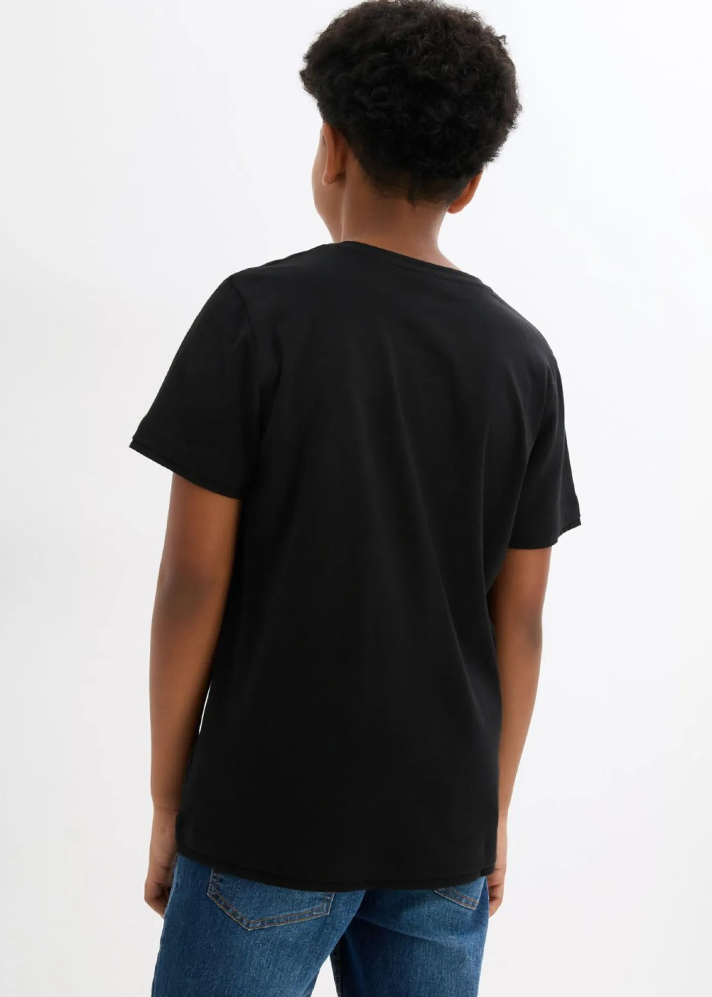 bonprix bonprix Ropa 9 A 16 Años·Camisetas|Ropa 9 A 16 Años·Packs De Ropa>Camiseta de algodón orgánico puro (2 unidades) Turquesa oscuro-negro estampado