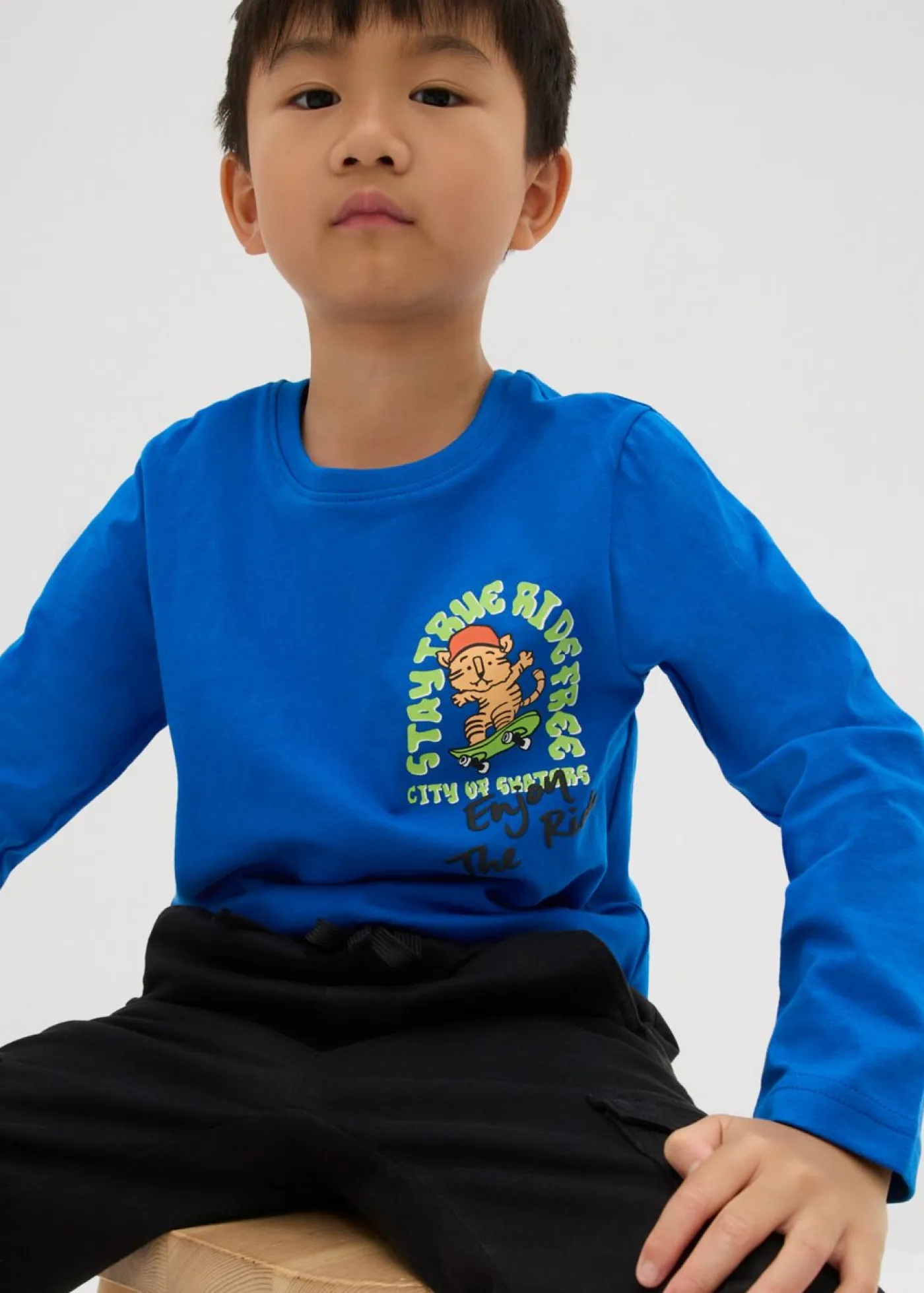 bonprix bonprix Ropa 2 A 9 Años·Camisetas>Camiseta de algodón orgánico puro con manga larga Azur