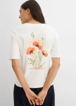 bonprix bonprix Camisetas|Novedades>Camiseta de algodón orgánico puro blanco perla