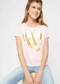 bonprix bonprix Ropa 9 A 16 Años·Camisetas Y Camisas|Ropa 9 A 16 Años·Packs De Ropa>Camiseta de algodón orgánico (2 unidades) gris claro jaspeado+rosa empolvado