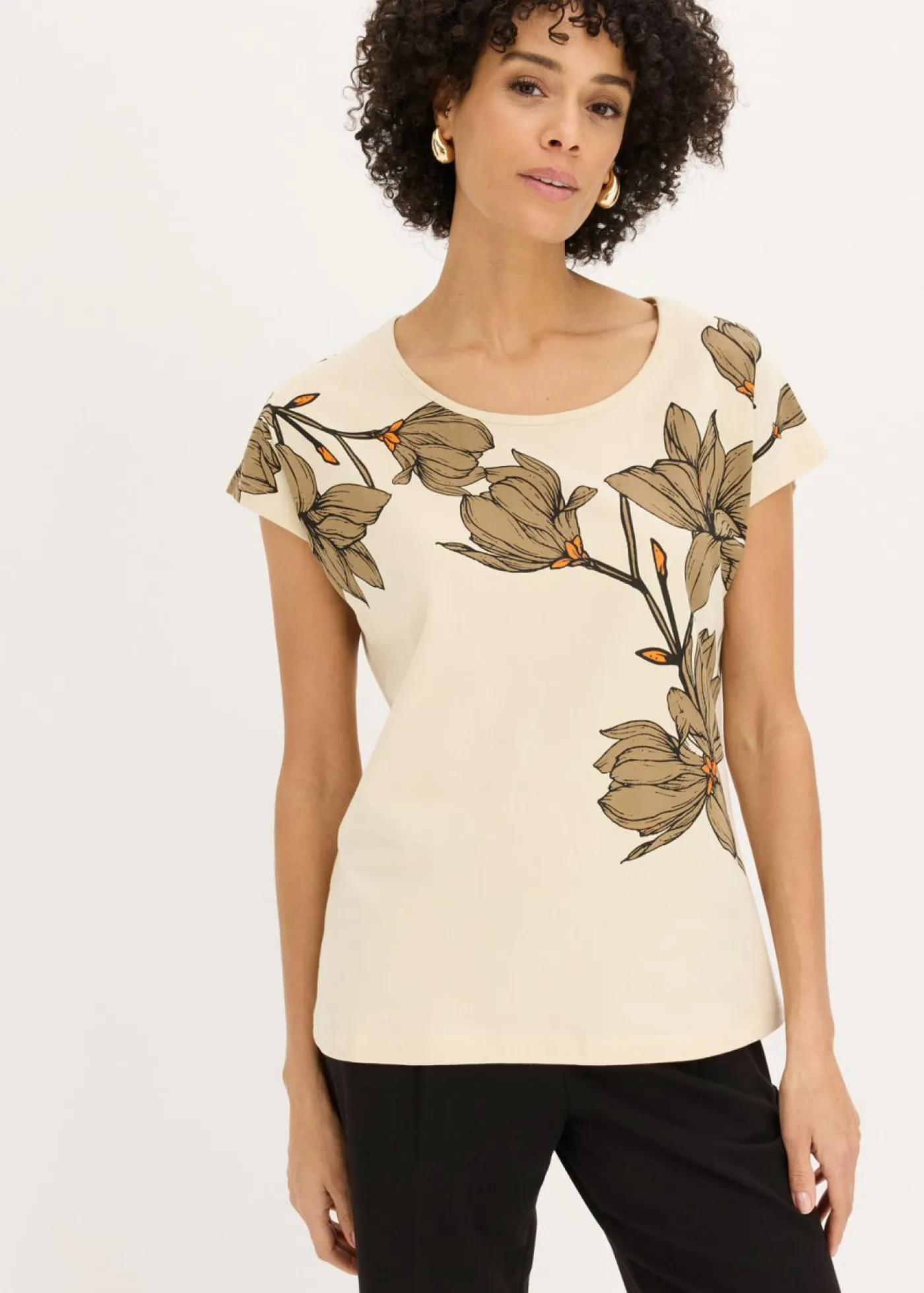 Mujer bonprix bonprix Camiseta de algodón orgánico con estampado de flores