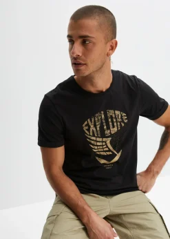 bonprix bonprix Camisetas Y Polos>Camiseta de algodón orgánico negro-caqui claro