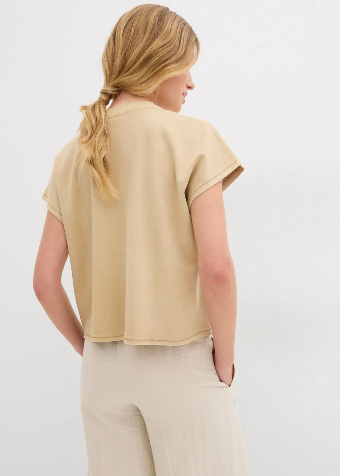 bonprix bonprix Camisetas>Camiseta de algodón orgánico puro Beige nuevo