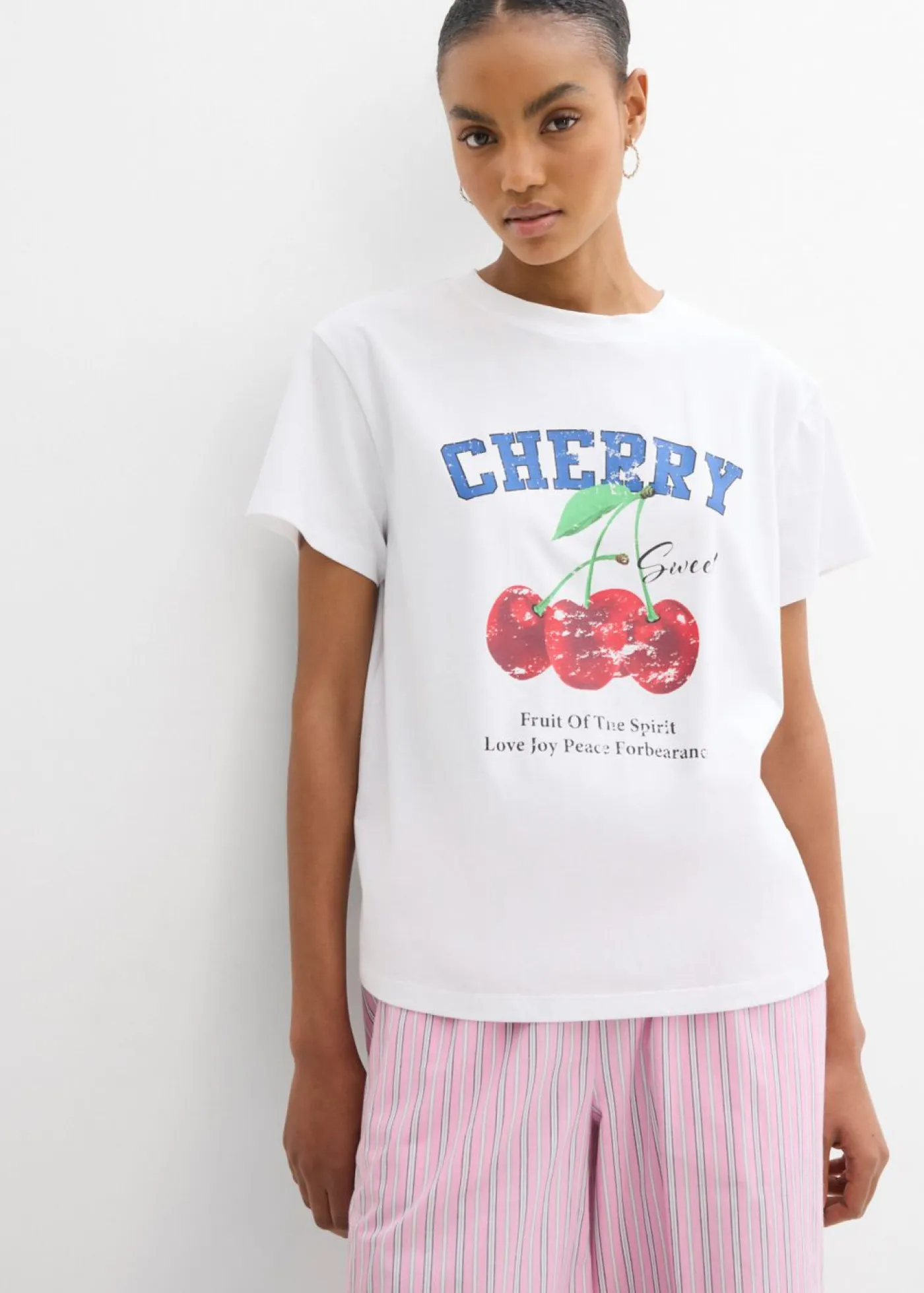 bonprix bonprix Camisetas|Novedades>Camiseta de algodón orgánico puro, estampado Blanco estampado