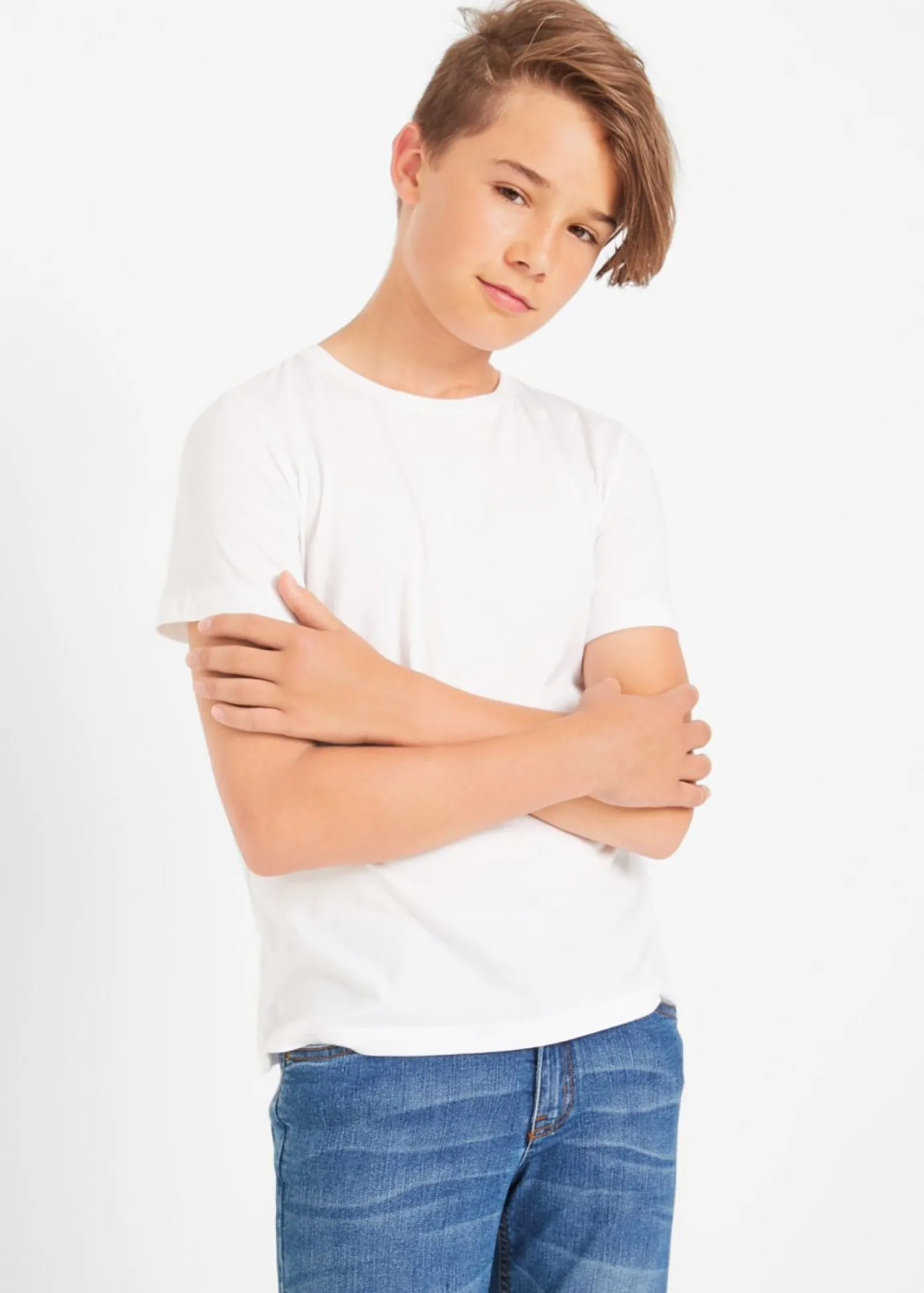 bonprix bonprix Ropa 9 A 16 Años·Camisetas|Ropa 9 A 16 Años·Packs De Ropa>Camiseta de algodón orgánico (3 unidades) Blanco/azul marino/rojo