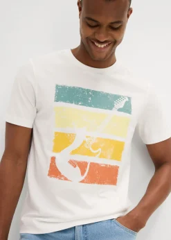 bonprix bonprix Camisetas Y Polos>Camiseta de algodón orgánico puro Blanco lana estampado