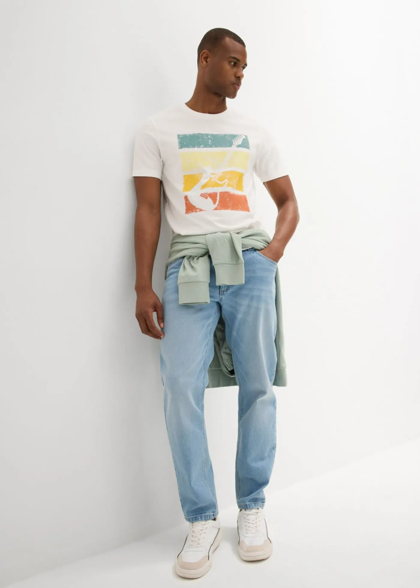 bonprix bonprix Camisetas Y Polos>Camiseta de algodón orgánico puro Blanco lana estampado