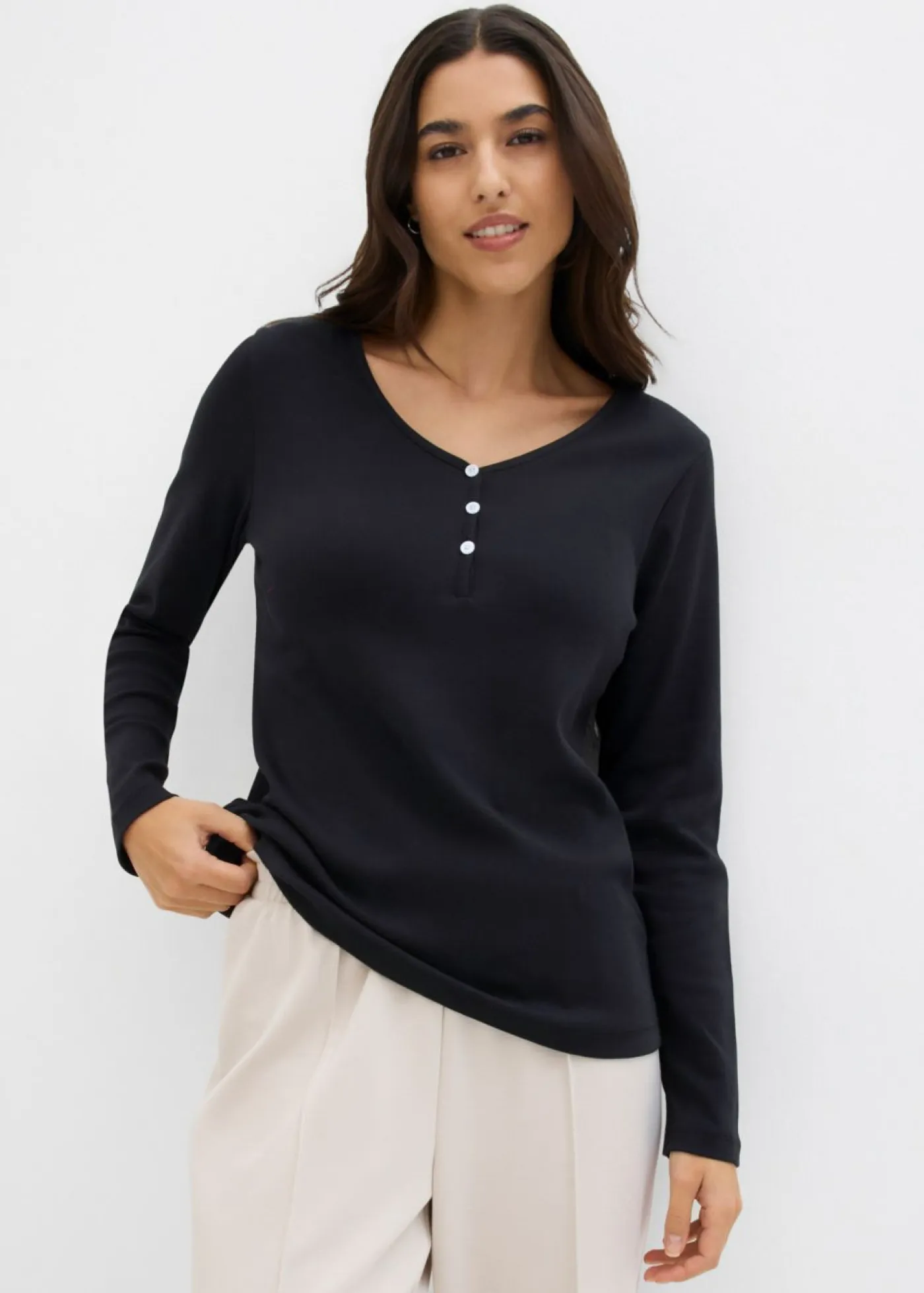 Mujer bonprix bonprix Camiseta de algodón orgánico puro con manga larga