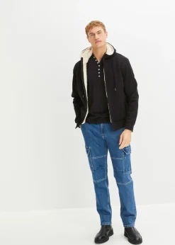 Hombre bonprix bonprix Camiseta de algodón orgánico puro con cuello henley, manga larga y corte entallado