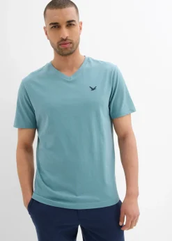Hombre bonprix bonprix Camiseta de algodón orgánico puro con escote en V (2 unidades)