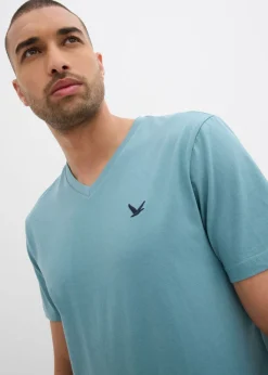 Hombre bonprix bonprix Camiseta de algodón orgánico puro con escote en V (2 unidades)