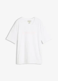 bonprix bonprix Camisetas>Camiseta de algodón orgánico puro blanco-rosa cristal