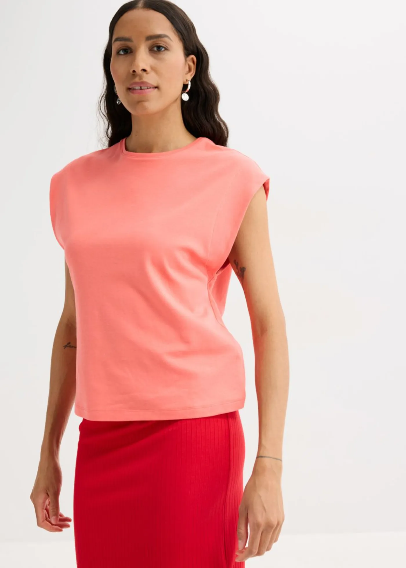 bonprix bonprix Camisetas>Camiseta de algodón orgánico puro Salmón claro