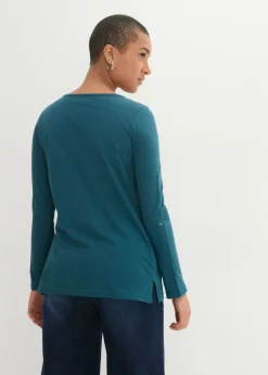 Mujer bonprix bonprix Camiseta de algodón orgánico puro con botones