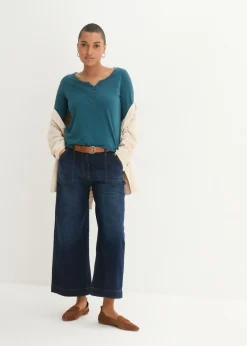 Mujer bonprix bonprix Camiseta de algodón orgánico puro con botones