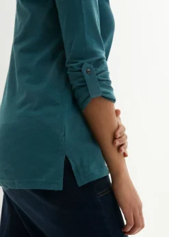 Mujer bonprix bonprix Camiseta de algodón orgánico puro con botones