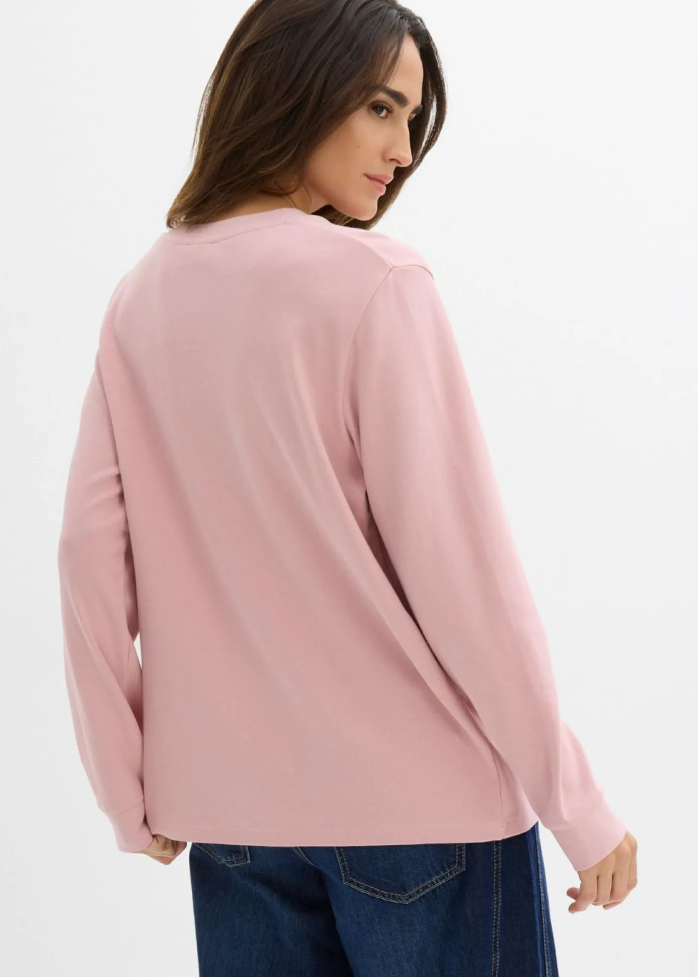 bonprix bonprix Básicos|Camisetas>Camiseta de algodón orgánico puro con manga larga Rosa ceniza