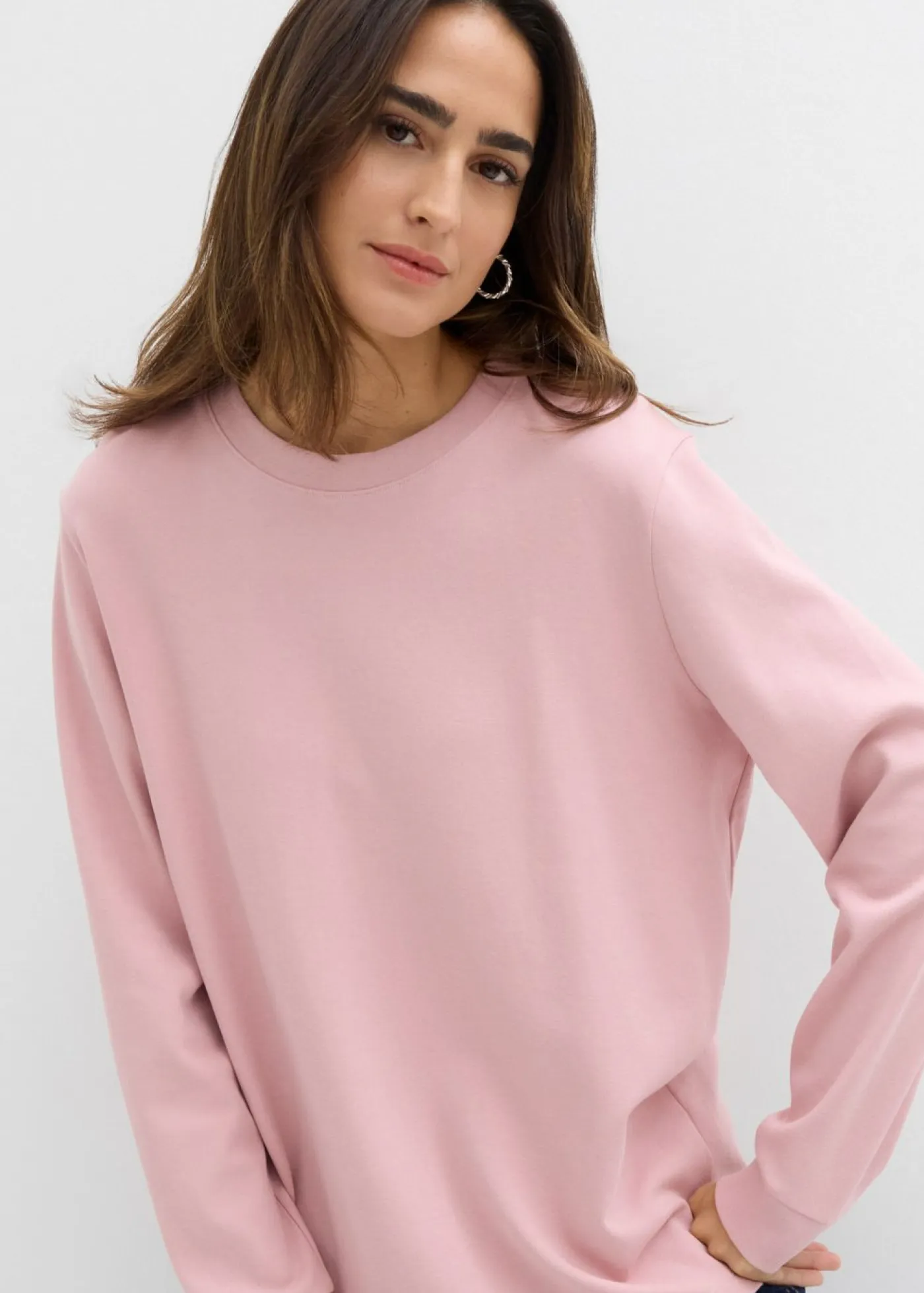 bonprix bonprix Básicos|Camisetas>Camiseta de algodón orgánico puro con manga larga Rosa ceniza