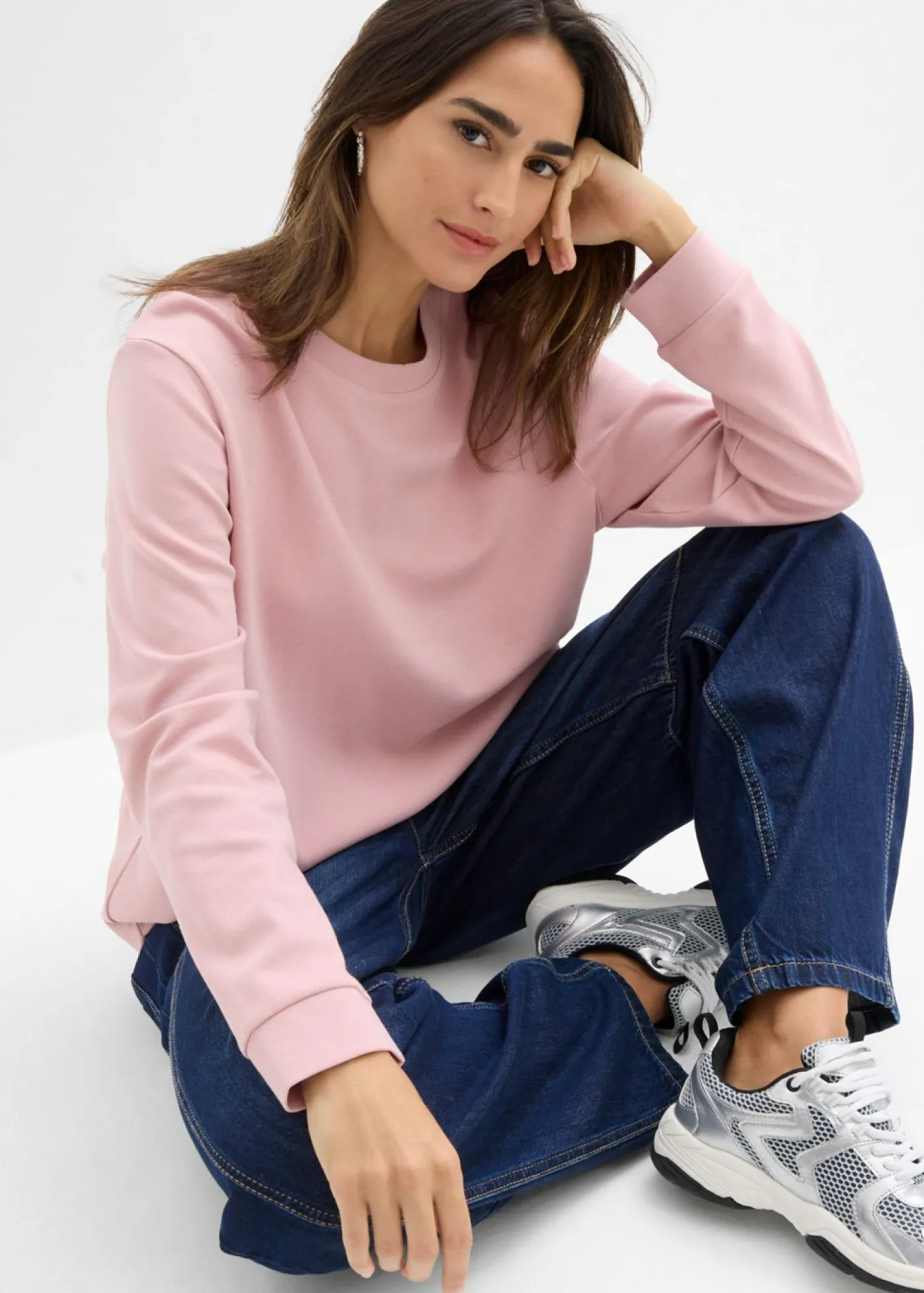 bonprix bonprix Básicos|Camisetas>Camiseta de algodón orgánico puro con manga larga Rosa ceniza