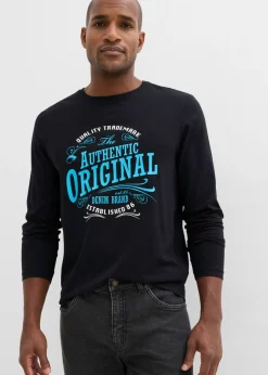 bonprix bonprix Camisetas Y Polos>Camiseta de algodón orgánico puro con manga larga Negro