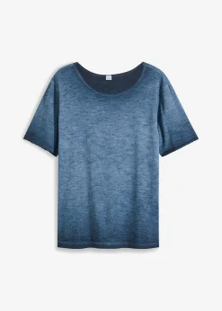 bonprix bonprix Camisetas Y Polos>Camiseta de algodón orgánico puro con aspecto lavado índigo usado