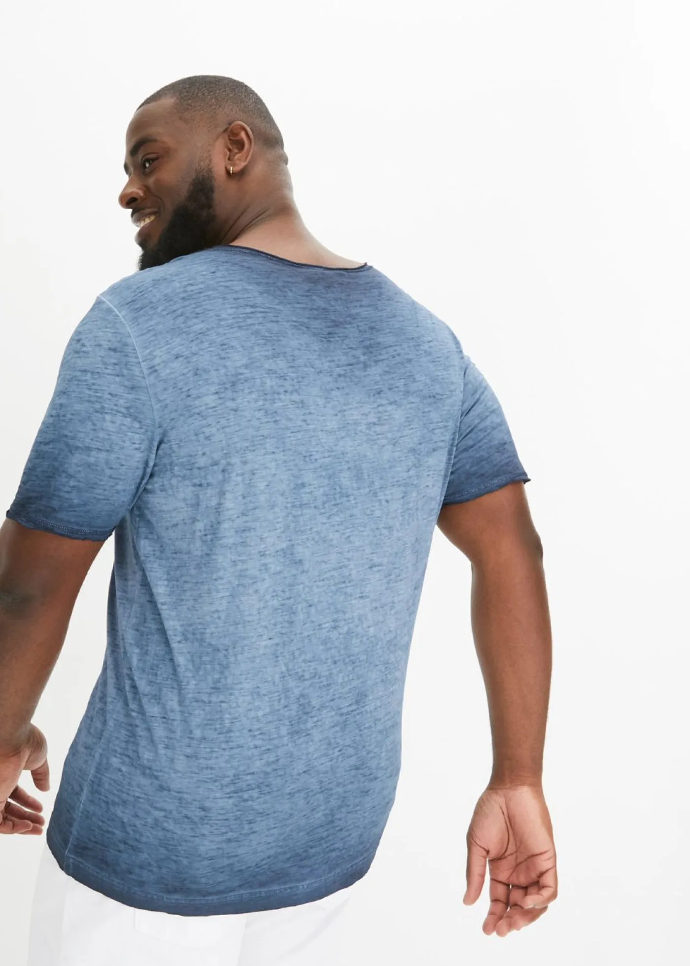 bonprix bonprix Camisetas Y Polos>Camiseta de algodón orgánico puro con aspecto lavado índigo usado