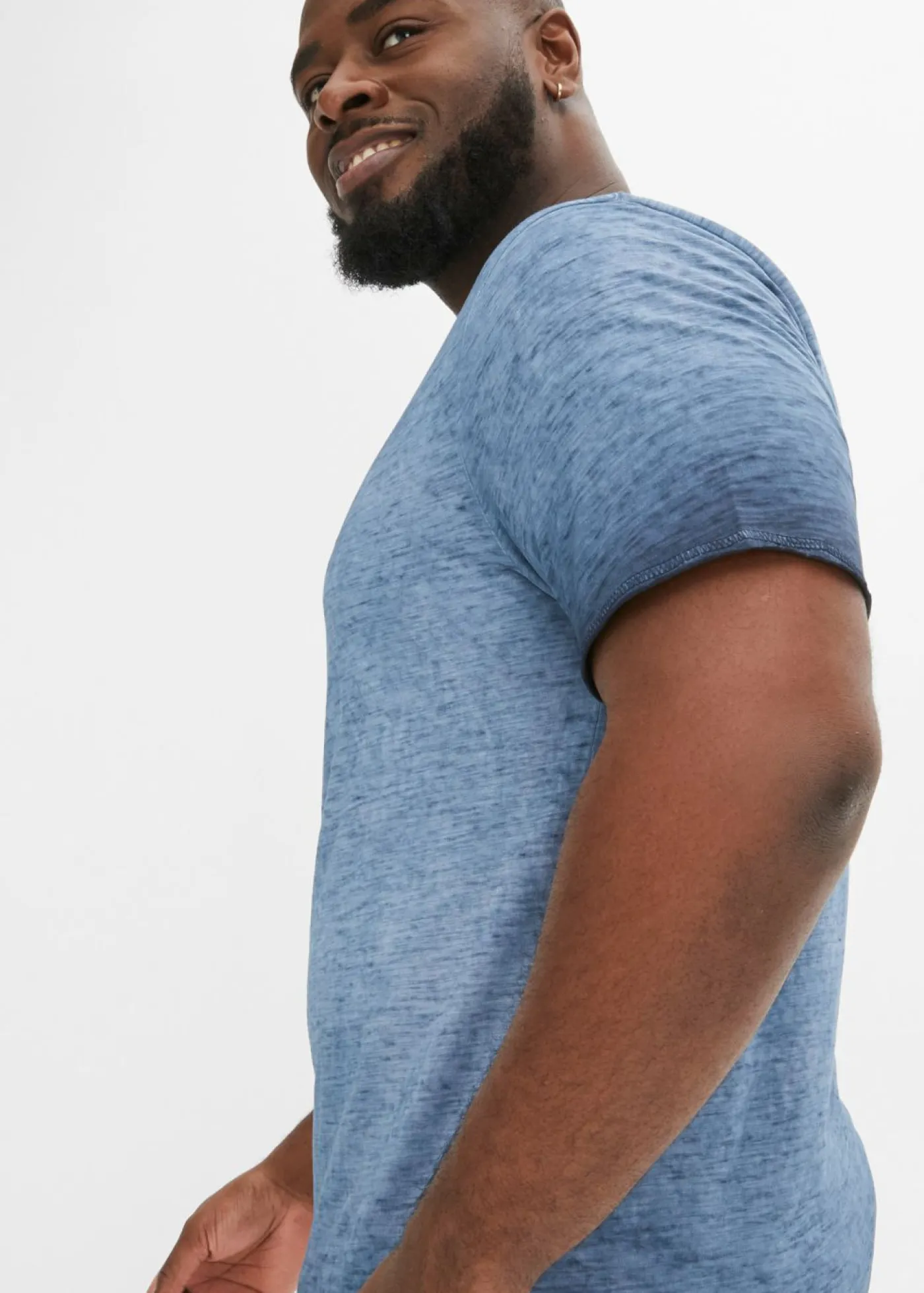 bonprix bonprix Camisetas Y Polos>Camiseta de algodón orgánico puro con aspecto lavado índigo usado