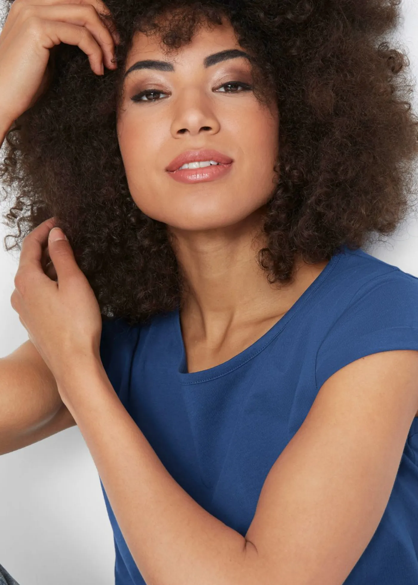 bonprix bonprix Básicos|Camisetas>Camiseta de algodón puro azul medianoche.