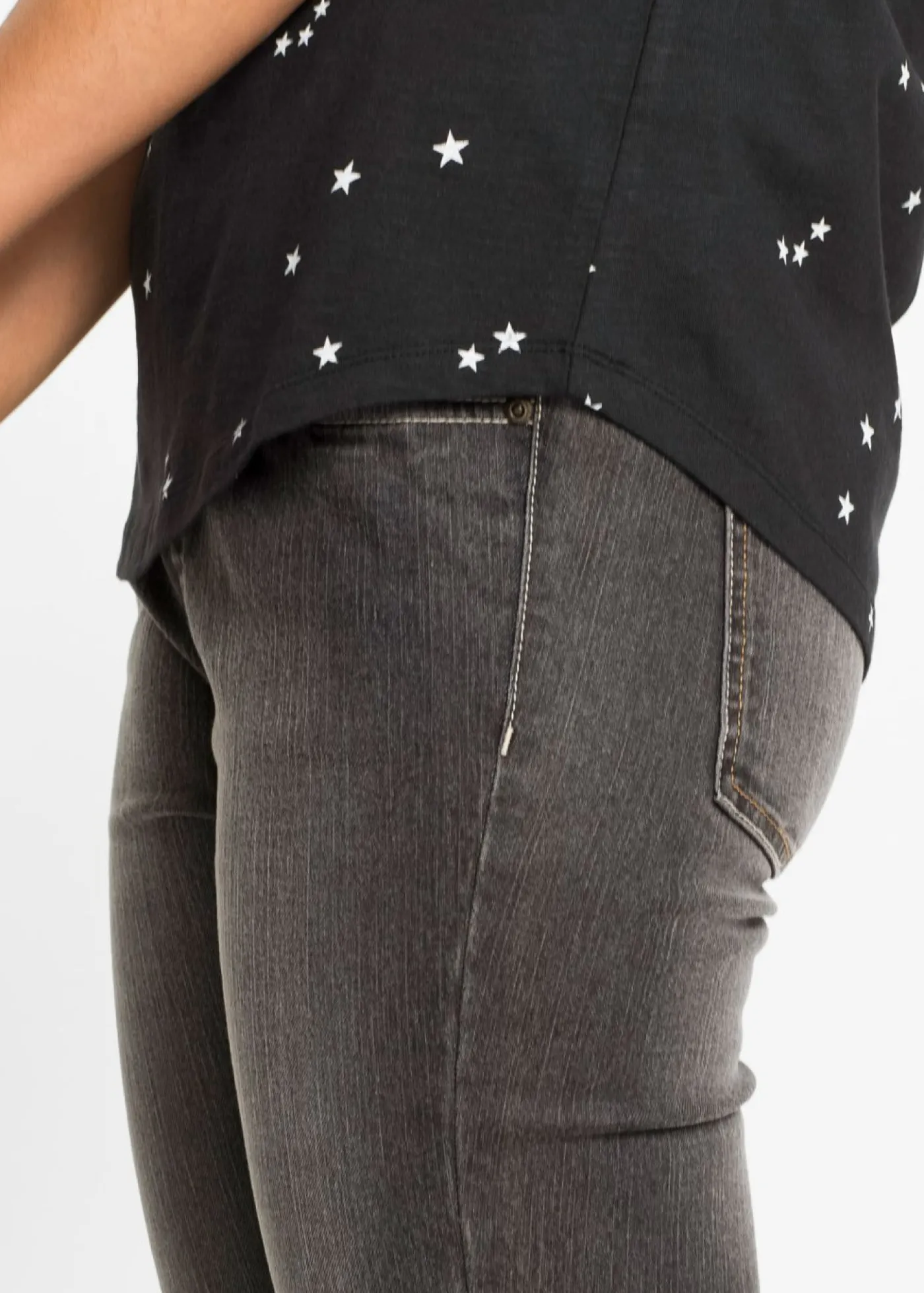 bonprix bonprix Camisetas>Camiseta de algodón puro Negro estampado