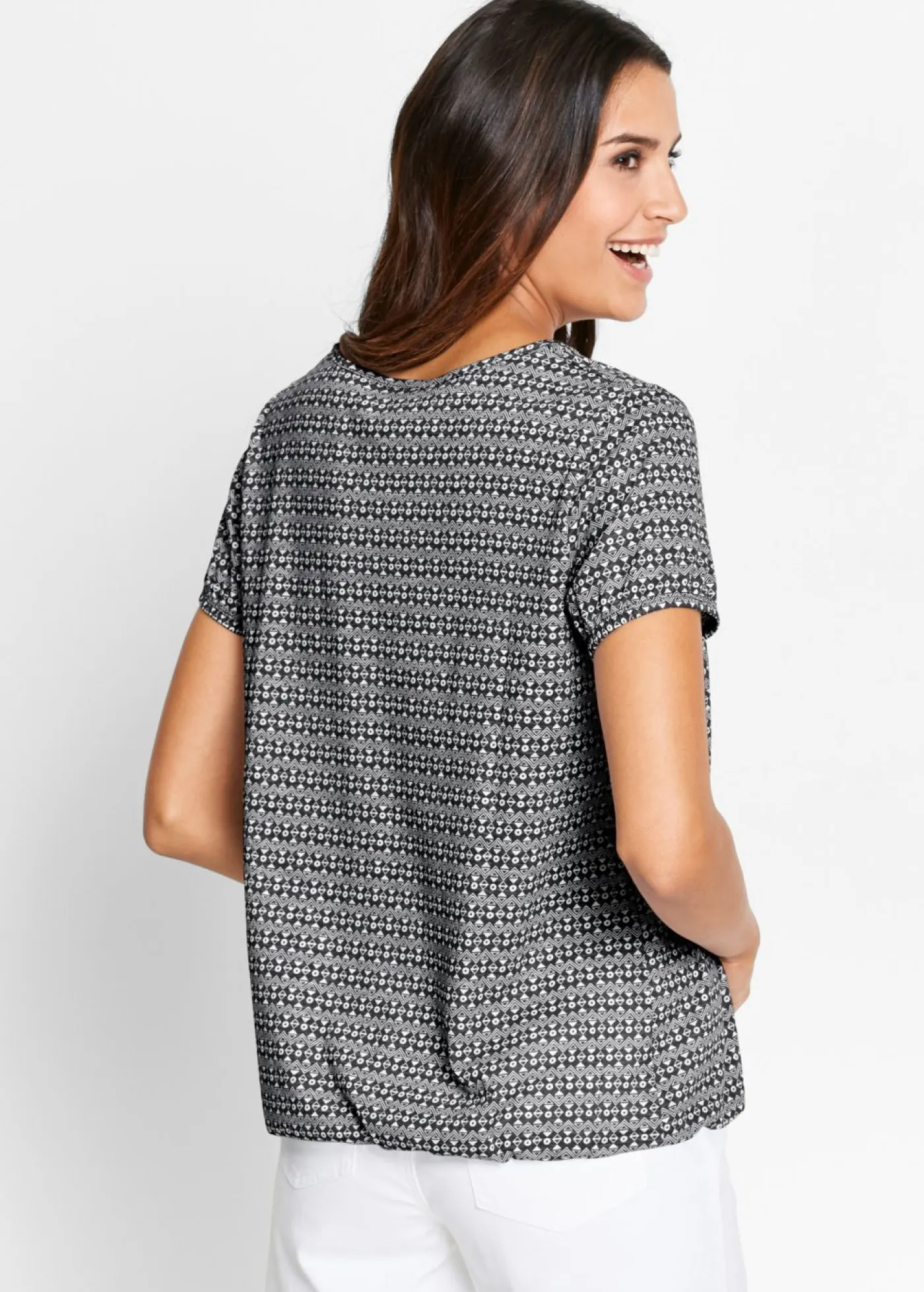 bonprix bonprix Camisetas>Camiseta de algodón puro Negro con estampado gráfico