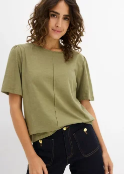 bonprix bonprix Camisetas|Novedades>Camiseta de algodón puro Verde oliva