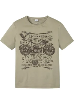 bonprix bonprix Camisetas Y Polos>Camiseta de algodón puro Caqui nuevo estampado