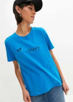 bonprix bonprix Camisetas|Novedades>Camiseta de algodón puro Azul pacífico estampado